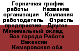 Горничная-график работы 1/2 › Название организации ­ Компания-работодатель › Отрасль предприятия ­ Другое › Минимальный оклад ­ 1 - Все города Работа » Вакансии   . Кемеровская обл.,Гурьевск г.